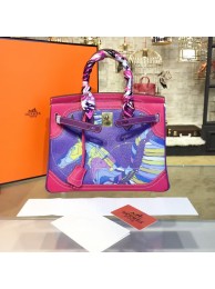 Sale 1:1 Customized Hand Painted Hermes Birkin 30cm Togo Calfskin Bag Handstitched Gold or Palladium Hardware,Purple/Pink Horse Multicolor RS11847