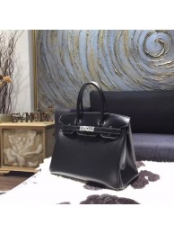 Sale 1:1 Hermes Birkin 30cm Box Calfskin Palladium Hardware Handstitched, Black Noir RS19912