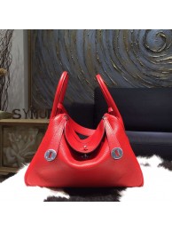 Sale 1:1 Hermes Lindy 26cm/30cm Taurillon Clemence Calfskin Bag Handstitched, Rouge Casaque Q5 RS07940