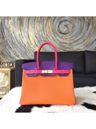 Top Hermes Horseshoe Birkin 30cm Epsom Calfskin Bag Handstitched, Mango 9Z/Rose Tyrien E5/Crocus 9W RS00333