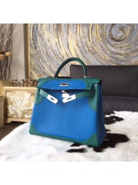 VIP Hermes Kelly Ghillies 28cm Togo Calfskin Leather Bag Handstitched Palladium Hardware, Mykonos 7Q/Malachite Z6 RS02762